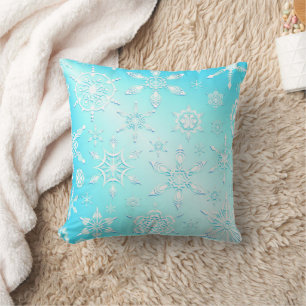 Crystal Snowflakes Pattern Throw Pillow