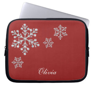 Crystal Snowflakes Red Laptop Sleeve