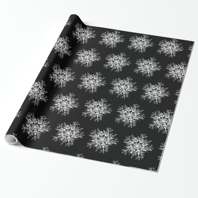 Crystal Snowflakes Wrapping Paper (Unrolled)