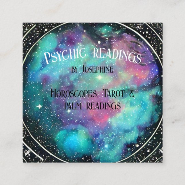 Crystal space ball galaxy stars tarot square business card (Front)