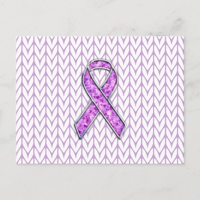 Crystal Style Pink Ribbon Awareness Knit Postcard (Front)