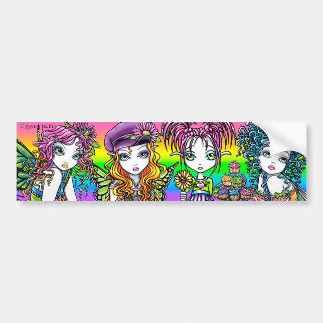 Crystal Sunny Daisy Buttercup Rainbow Fairies Bumper Sticker (Front)