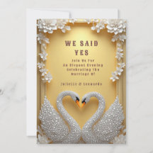 Crystal Swans Facing Heart Shape Scene