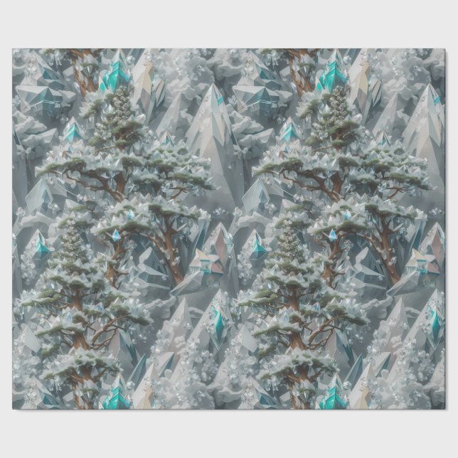 Crystal Trees and Mountains Wrapping Paper (Seam)