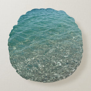 Crystal Water Beach Vibe Round Pillow