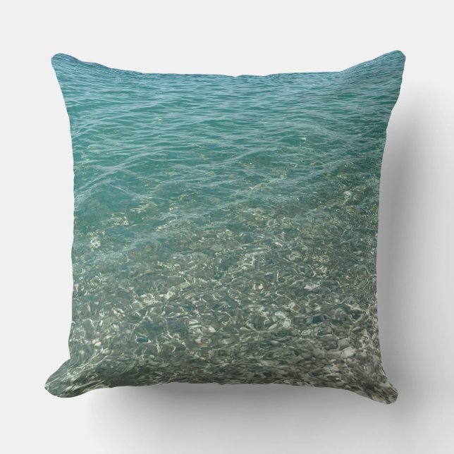 Crystal Water Beach Vibe Throw Pillow (Front)