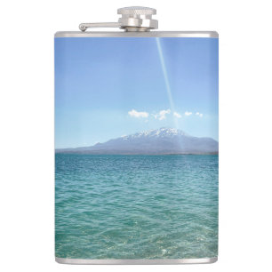 Crystal Water View Blue Sky Beach Vibe Peaceful Hip Flask