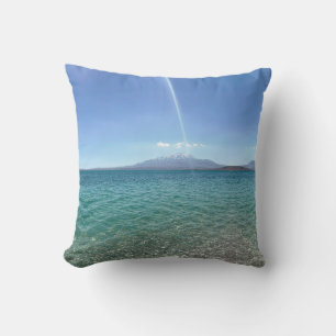 Crystal Water View Blue Sky Beach Vibe Peaceful Throw Pillow
