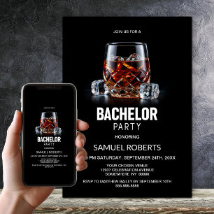 Crystal Whiskey Glass Bachelor Party Invitation