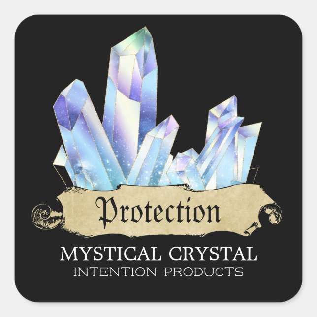 Crystal Witch Black And Blue Spell Jar Labels (Front)