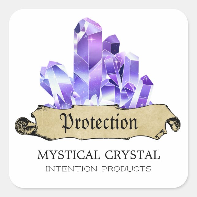 Crystal Witch Étiquettes de bocaux blancs et viole (Devant)
