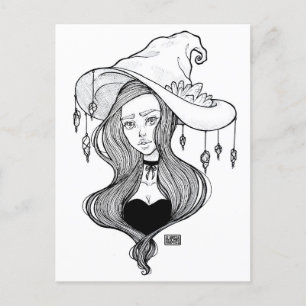 Crystal Witch Inktober Art Print on Postcard