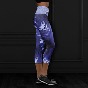 Crystalized Agate   Classic Royal Blue Marble Capri Leggings