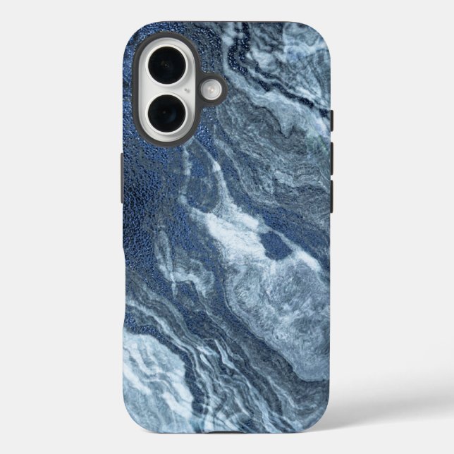 Crystalized Blue Agate | Dusty Slate Marbled Stone Case-Mate iPhone Case (Back)