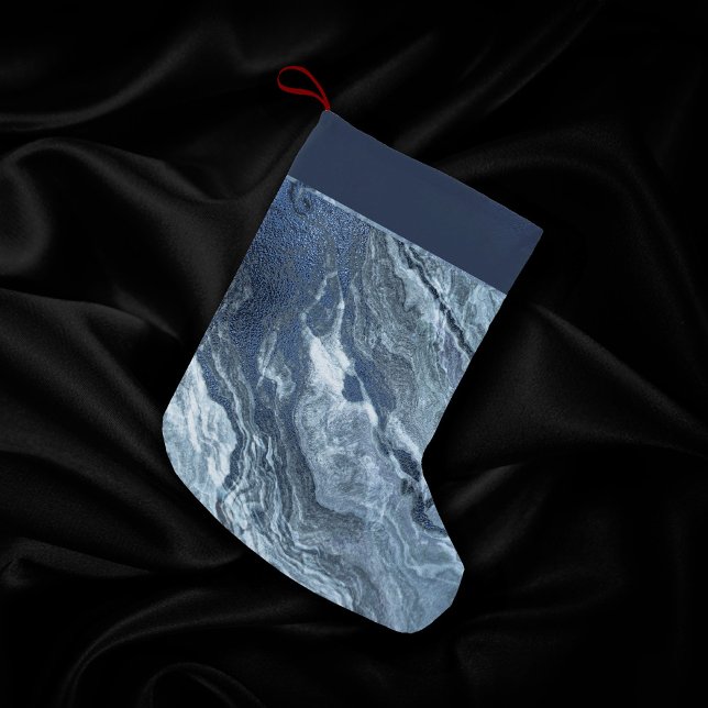 Crystalized Blue Agate | Dusty Slate Marbled Stone Small Christmas Stocking (Creator Uploaded)