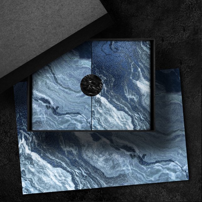Crystalized Blue Agate | Dusty Slate Marbled Stone Tissue Paper (Creator Uploaded)