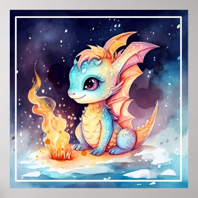 Crystalized Cute Baby Dragon Poster (Front)
