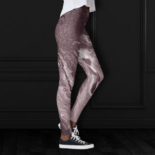Crystalized Mauve Agate   Dusty Rose Pink Marble Leggings