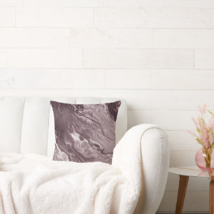 Crystalized Mauve Agate   Dusty Rose Pink Marble Throw Pillow