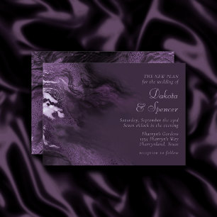 Crystalized Purple Agate Marbled Change of Date Invitation