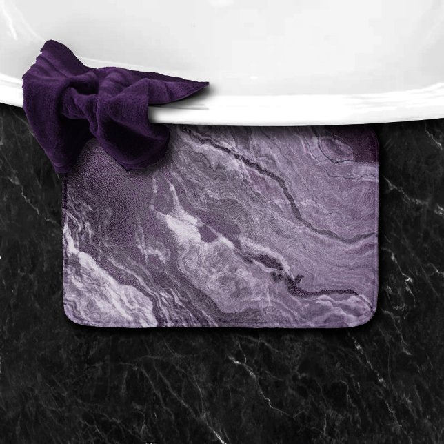 Crystalized Purple Agate | Moody Marbled Stone Bath Mat (Creator Uploaded)