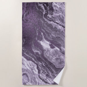 Crystalized Purple Agate Moody Marbled Stone Beach Towel