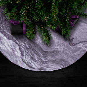 Crystalized Purple Agate   Moody Marbled Stone Brushed Polyester Tree Skirt