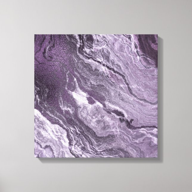 Crystalized Purple Agate | Moody Marbled Stone Canvas Print (Front)