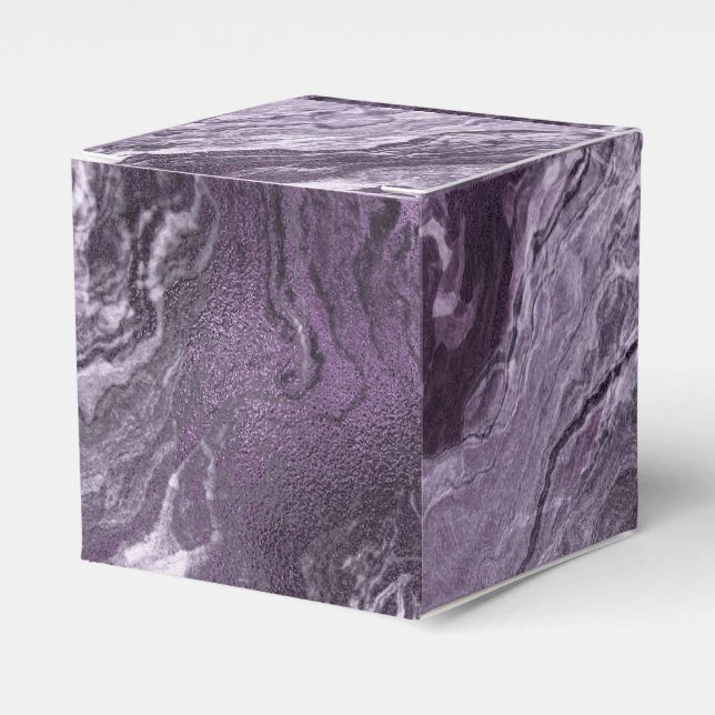 Crystalized Purple Agate | Moody Marbled Stone Favor Box (Front Side)