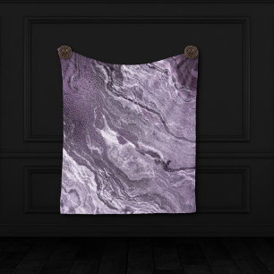 Crystalized Purple Agate Moody Marbled Stone Fleece Blanket