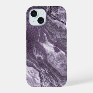 Crystalized Purple Agate   Moody Marbled Stone iPhone 15 Case