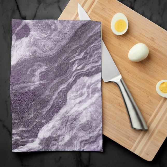 Crystalized Purple Agate | Moody Marbled Stone Kitchen Towel (Creator Uploaded)