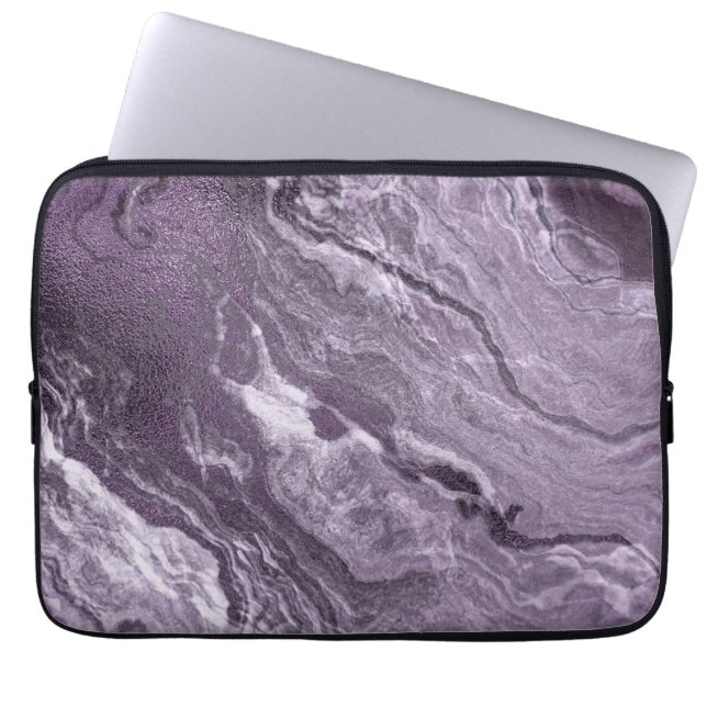 Crystalized Purple Agate | Moody Marbled Stone Laptop Sleeve (Front)