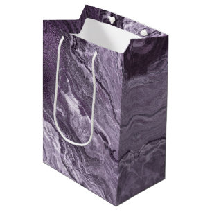 Crystalized Purple Agate Moody Marbled Stone Medium Gift Bag
