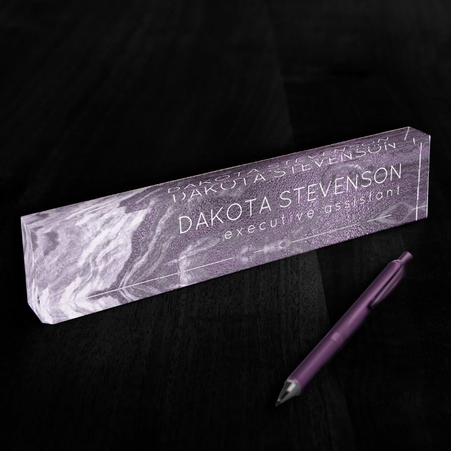 Crystalized Purple Agate | Moody Marbled Stone Nameplate (Creator Uploaded)