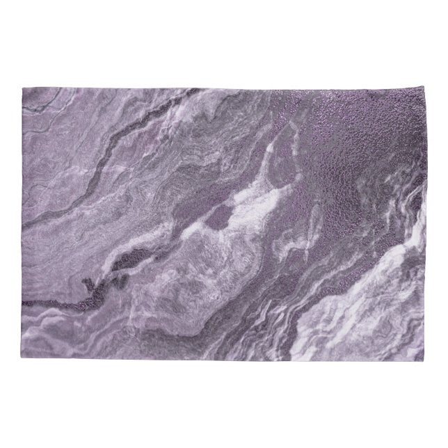 Crystalized Purple Agate | Moody Marbled Stone Pillowcase (Back)