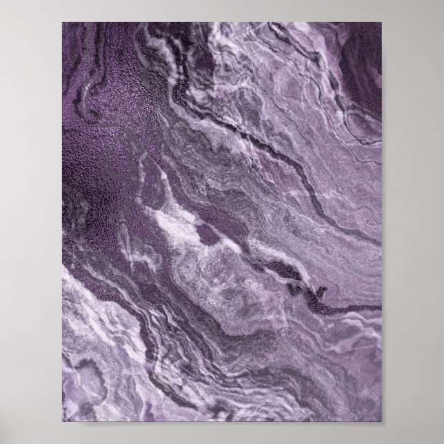 Crystalized Purple Agate | Moody Marbled Stone Poster (Front)