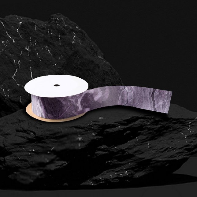 Crystalized Purple Agate | Moody Marbled Stone Satin Ribbon (Creator Uploaded)