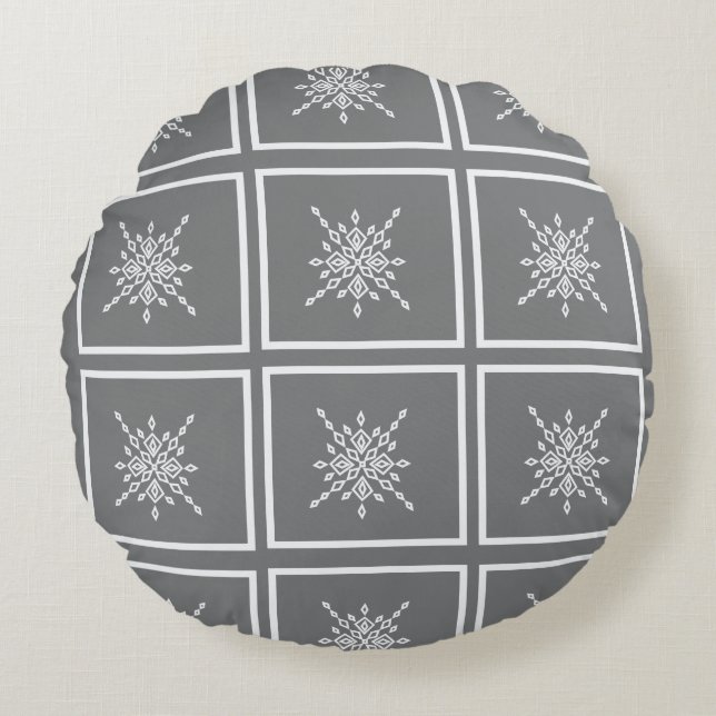 Crystalized Snowflake Round Pillow (Front)