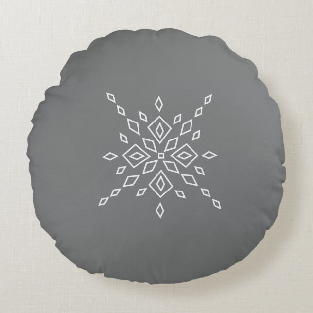 Crystalized Snowflake Round Pillow (Front)