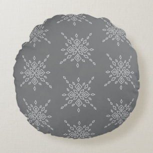 Crystalized Snowflake Round Pillow
