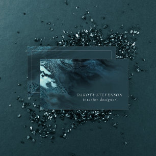 Crystalized Teal Agate Dark Aqua Marbled Stone Business Card