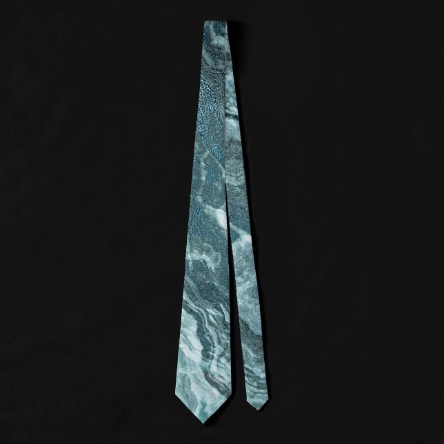 Crystalized Teal Agate | Dark Aqua Marbled Stone Tie (Creator Uploaded)