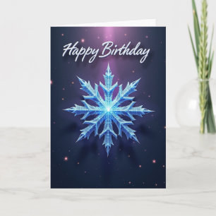 Crystalline Ice Blue Birthday Card