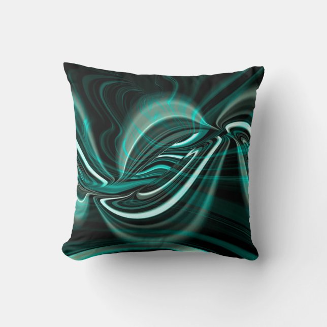 Crystalline on dark green cyan curves and ripples  throw pillow (Front)