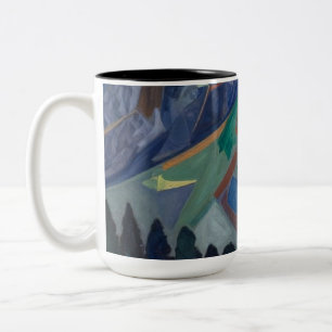 Crystalline Peaks: A Prismatic Study Two-Tone Coffee Mug