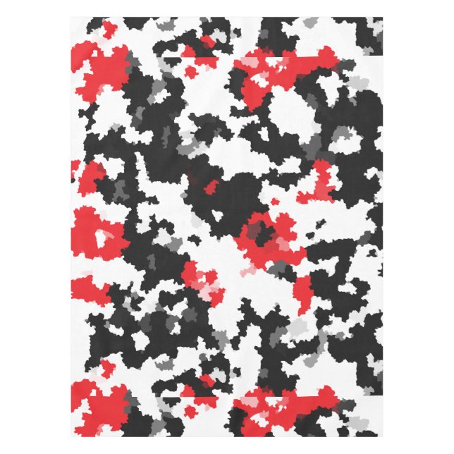 Crystalline Red Black And White Abstract Pattern Tablecloth (Front)