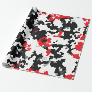 Crystalline Red Black And White Abstract Pattern Wrapping Paper