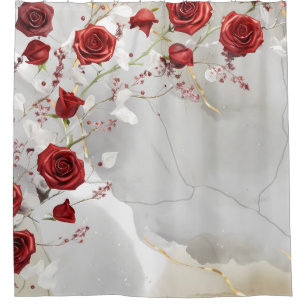 Crystalline red roses on marble background