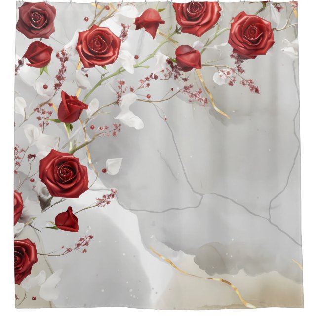 Crystalline red roses on marble background (Front)
